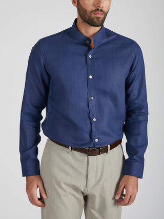 Origin Mandarin Collar Shirt Navy Blue B Label