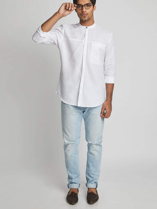 Reflect Round Collar Shirt White B Label