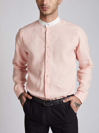 Orbit Contrast Collar Shirt Peach B Label