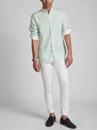 Orbit Contrast Collar Shirt Mint Green B Label