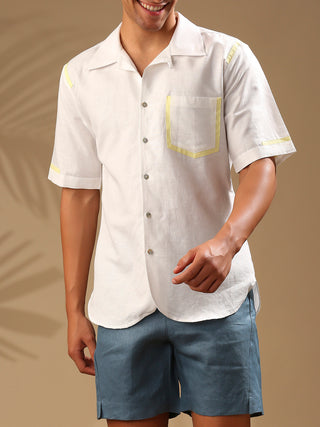 Palm Resort Collar Shirt- White B Label