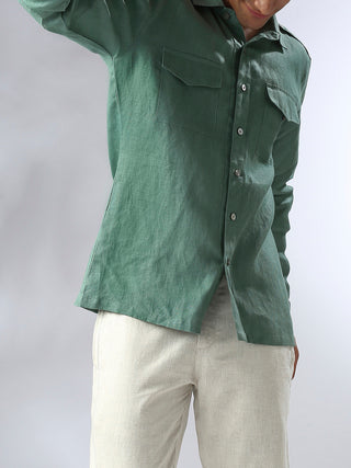 Sequoia Elbow Patch Shirt- Deep Green B Label