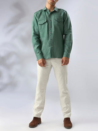 Sequoia Elbow Patch Shirt- Deep Green B Label