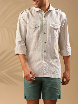 Sequoia Elbow Patch Shirt- Oatmeal B Label