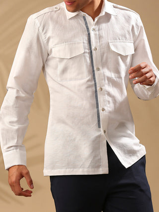 Sequoia Elbow Patch Shirt- White B Label