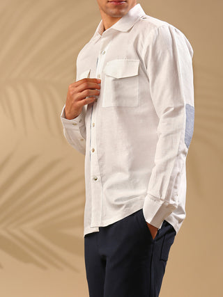 Sequoia Elbow Patch Shirt- White B Label