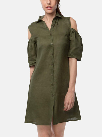 Pine Sleeve Cut Out Dress Olive B Label