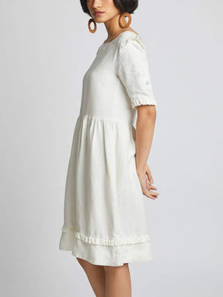 Flare Ruffle Dress White B Label