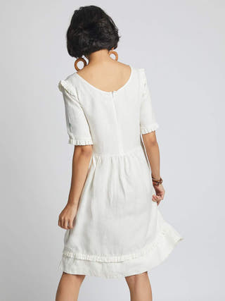 Flare Ruffle Dress White B Label