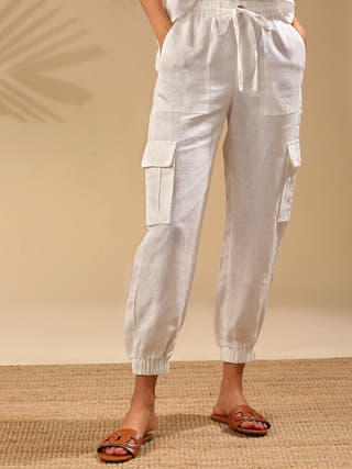 Savannah Cargos White - 100% Hemp cargo pants for women in White color
