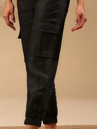 Savannah Cargos Black - 100% Hemp coord set for women in Black  color