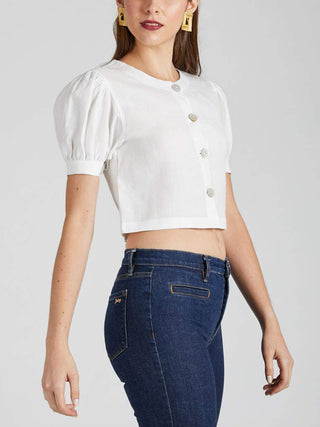 Flame Puff Sleeve Top White B Label