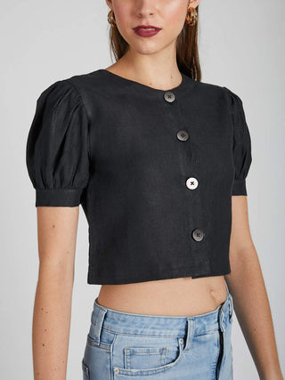 Flame Puff Sleeve Top Black B Label