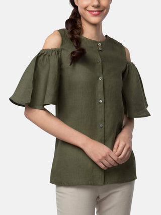 Pecan Sleeve Cut Out Top Olive B Label