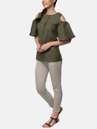 Pecan Sleeve Cut Out Top Olive B Label