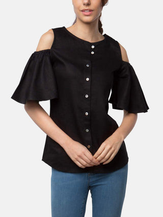 Pecan Sleeve Cut Out Top Black B Label