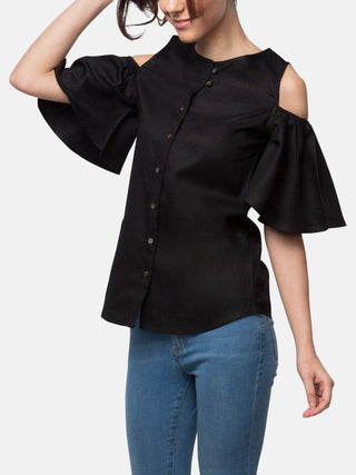 Pecan Sleeve Cut Out Top Black B Label