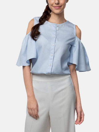 Pecan Sleeve Cut Out Top Light Blue B Label