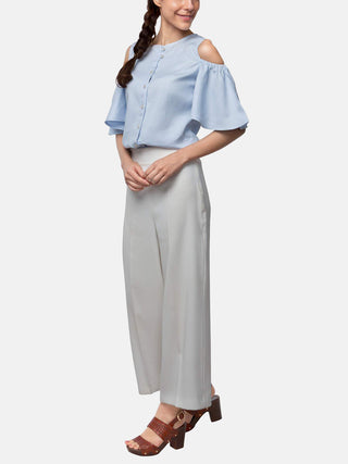 Pecan Sleeve Cut Out Top Light Blue B Label