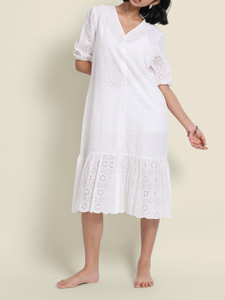 Cutwork Dress White Bombay Bloom