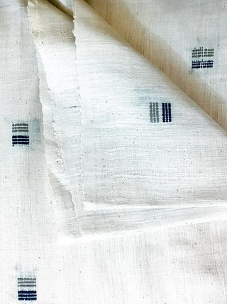 Geometric Buti Handspun Fabric Blue and Beige Bun.kar Bihar