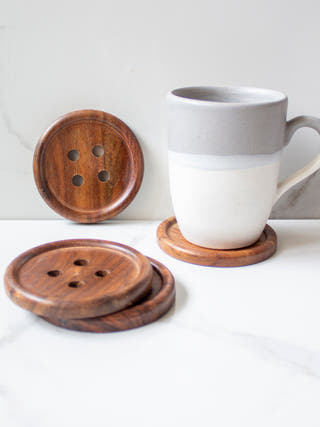 Button Coasters Set Of Four Brown Byora Homes
