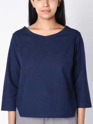 Cotton Tunic Top Navy Blue Chamomile Home
