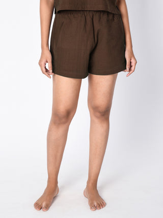 Cotton Shorts Brown Chamomile Home