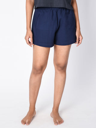 Cotton Shorts Navy Blue Chamomile Home