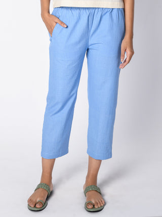 Cotton Pyjama Pants Powder Blue Chamomile Home