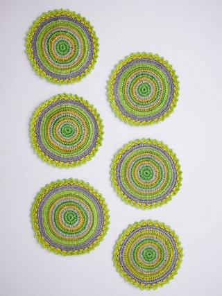 Handmade Crochet Table Coasters Set Lime Green Samoolam