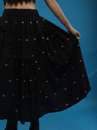 Timeless Co-ord Set - Tea length skirt - Black LarRarh