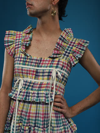 Time Less Ankle Length Multi Tiered Paded Dress LarRarh