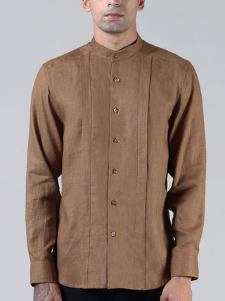 Pleated Hemp Shirt Bronze Dhatu Design Studio