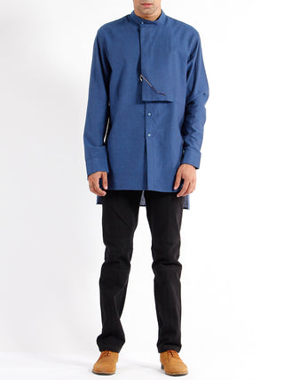 Handwoven Cotton Tunic Shirt Blue Dhatu Design Studio