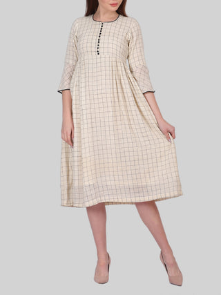 Kala Cotton Dress Beige and Black Indigo Amour