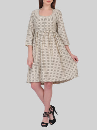 Khadi cotton Dress Beige Indigo Amour