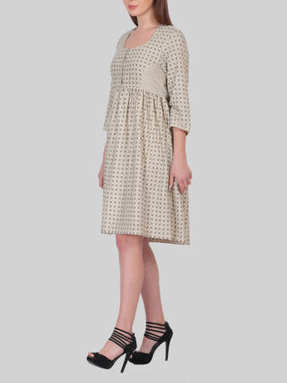 Khadi cotton Dress Beige Indigo Amour