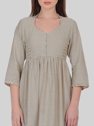 Khadi Dress Beige Indigo Amour