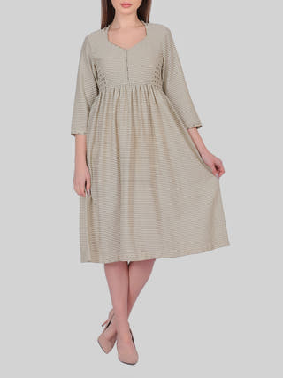 Khadi Dress Beige Indigo Amour