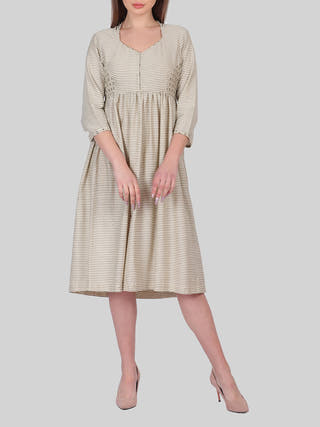 Khadi Dress Beige Indigo Amour