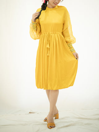 Kusum Manjari Primrose Dress Yellow Econic