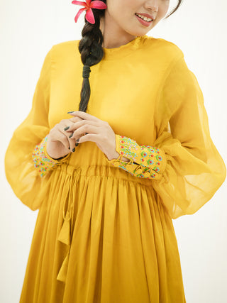 Kusum Manjari Primrose Dress Yellow Econic