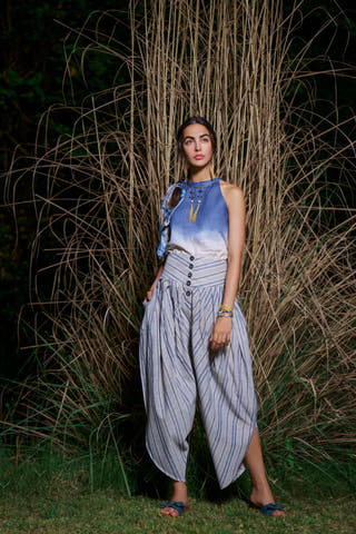 Sea foam linen top Headstrong By Hema Sharma