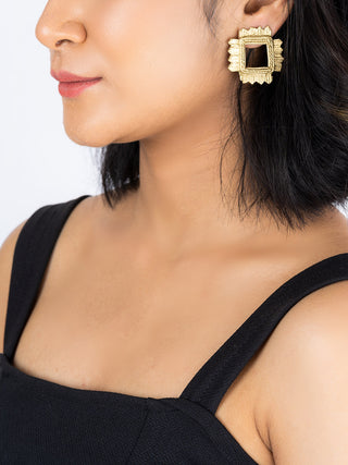 Dhokra Rhombus Stud Earrings by Miharu sold by Flourish