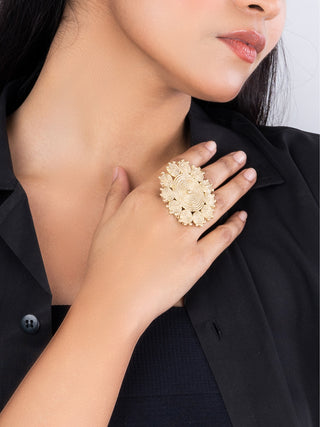  Dhokra Adjustable Finger Ring by Miharu sold by Flourish