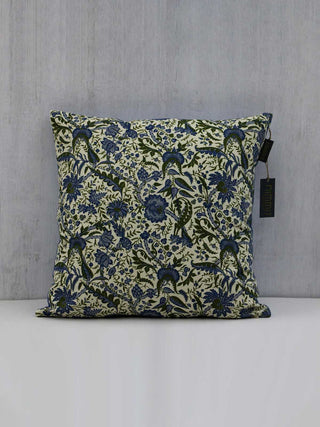 Chintz Calico Block Printed Cushion Cover Off-White Nimmit