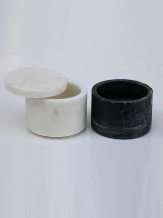 Handmade Marble Salt and Pepper Containers White and Black Nimmit