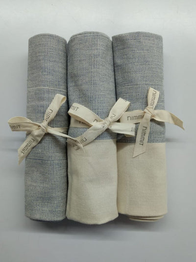 Ecru Woven Kitchen Towels Set of 3 Indigo Nimmit