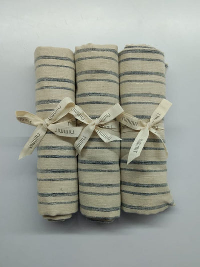 Ecru Cotton Kitchen Towels Set of 3 Black Nimmit